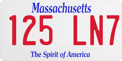 MA license plate 125LN7