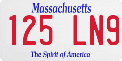 MA license plate 125LN9