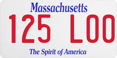 MA license plate 125LO0