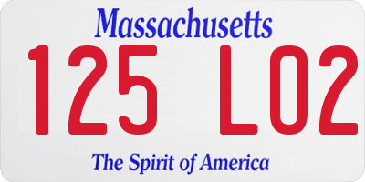 MA license plate 125LO2