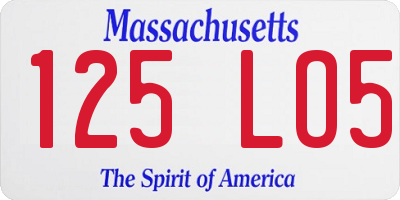 MA license plate 125LO5
