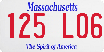 MA license plate 125LO6