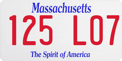 MA license plate 125LO7