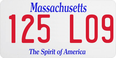 MA license plate 125LO9