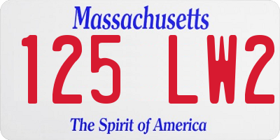 MA license plate 125LW2