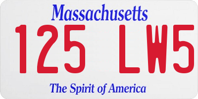 MA license plate 125LW5