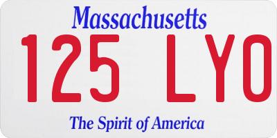 MA license plate 125LY0