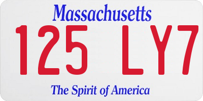 MA license plate 125LY7