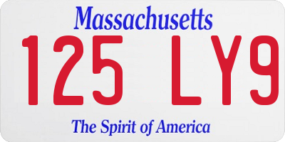 MA license plate 125LY9