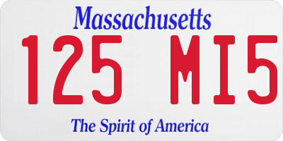 MA license plate 125MI5