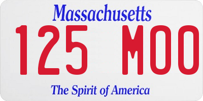 MA license plate 125MO0
