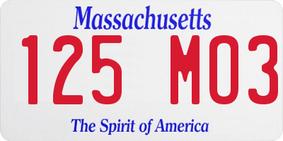 MA license plate 125MO3
