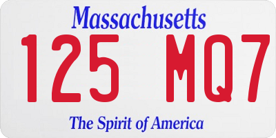 MA license plate 125MQ7