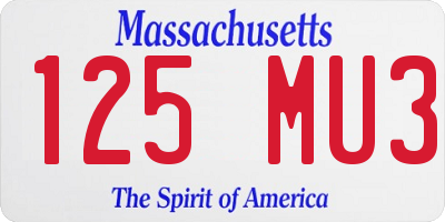 MA license plate 125MU3