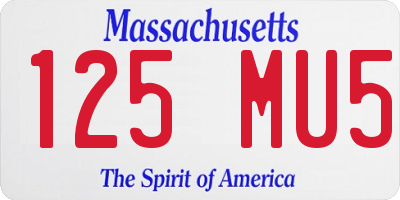 MA license plate 125MU5