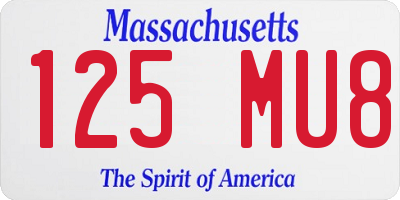 MA license plate 125MU8