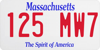 MA license plate 125MW7