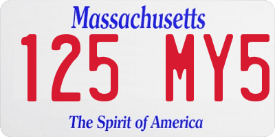 MA license plate 125MY5