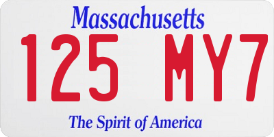 MA license plate 125MY7