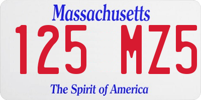 MA license plate 125MZ5