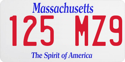 MA license plate 125MZ9