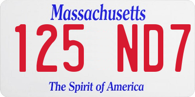 MA license plate 125ND7