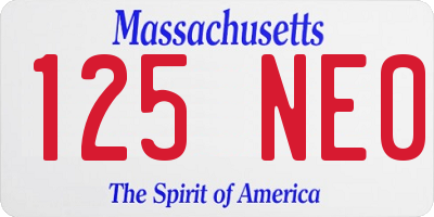 MA license plate 125NE0