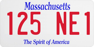 MA license plate 125NE1