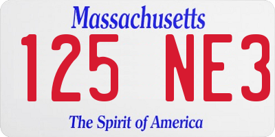 MA license plate 125NE3