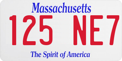 MA license plate 125NE7
