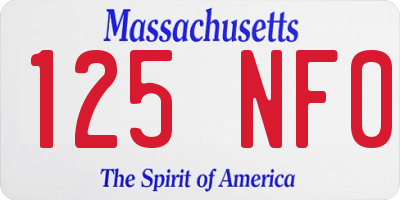MA license plate 125NF0