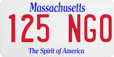 MA license plate 125NG0