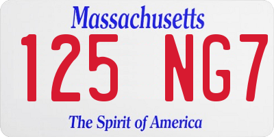 MA license plate 125NG7