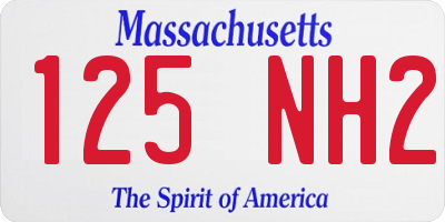 MA license plate 125NH2