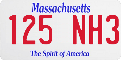 MA license plate 125NH3