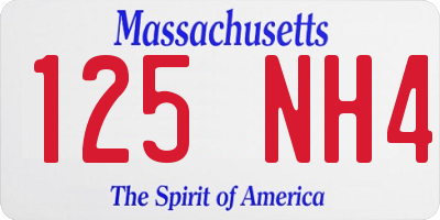 MA license plate 125NH4