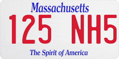 MA license plate 125NH5