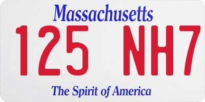 MA license plate 125NH7