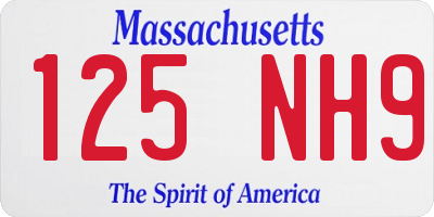 MA license plate 125NH9