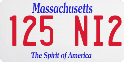 MA license plate 125NI2