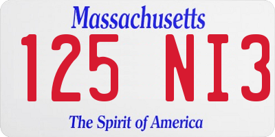 MA license plate 125NI3