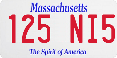 MA license plate 125NI5