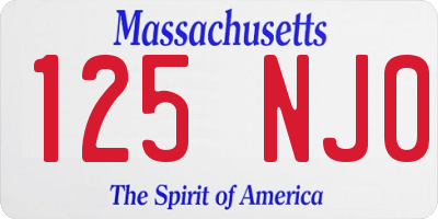 MA license plate 125NJ0