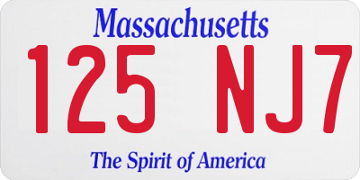 MA license plate 125NJ7