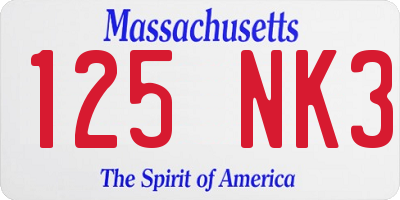 MA license plate 125NK3