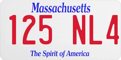 MA license plate 125NL4