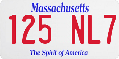 MA license plate 125NL7