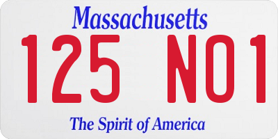 MA license plate 125NO1