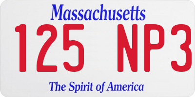 MA license plate 125NP3