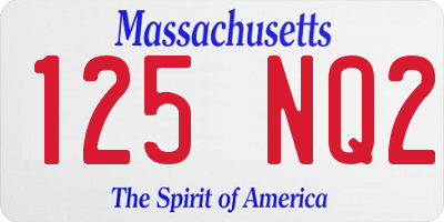 MA license plate 125NQ2